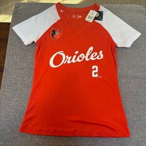 MLB Baltimore Orioles Women's t-shirt with white sleeves, XS